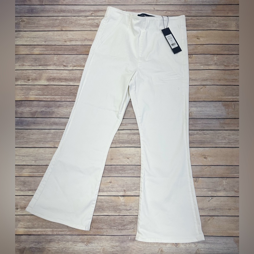 Veronica Beard Womens White Denim Carson Off Duty High Rise Ankle Flared Jeans L